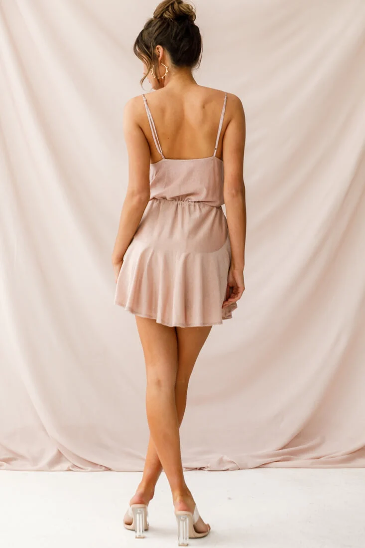 Monique Cowl Neck Drawstring Dress Champagne - Image 4