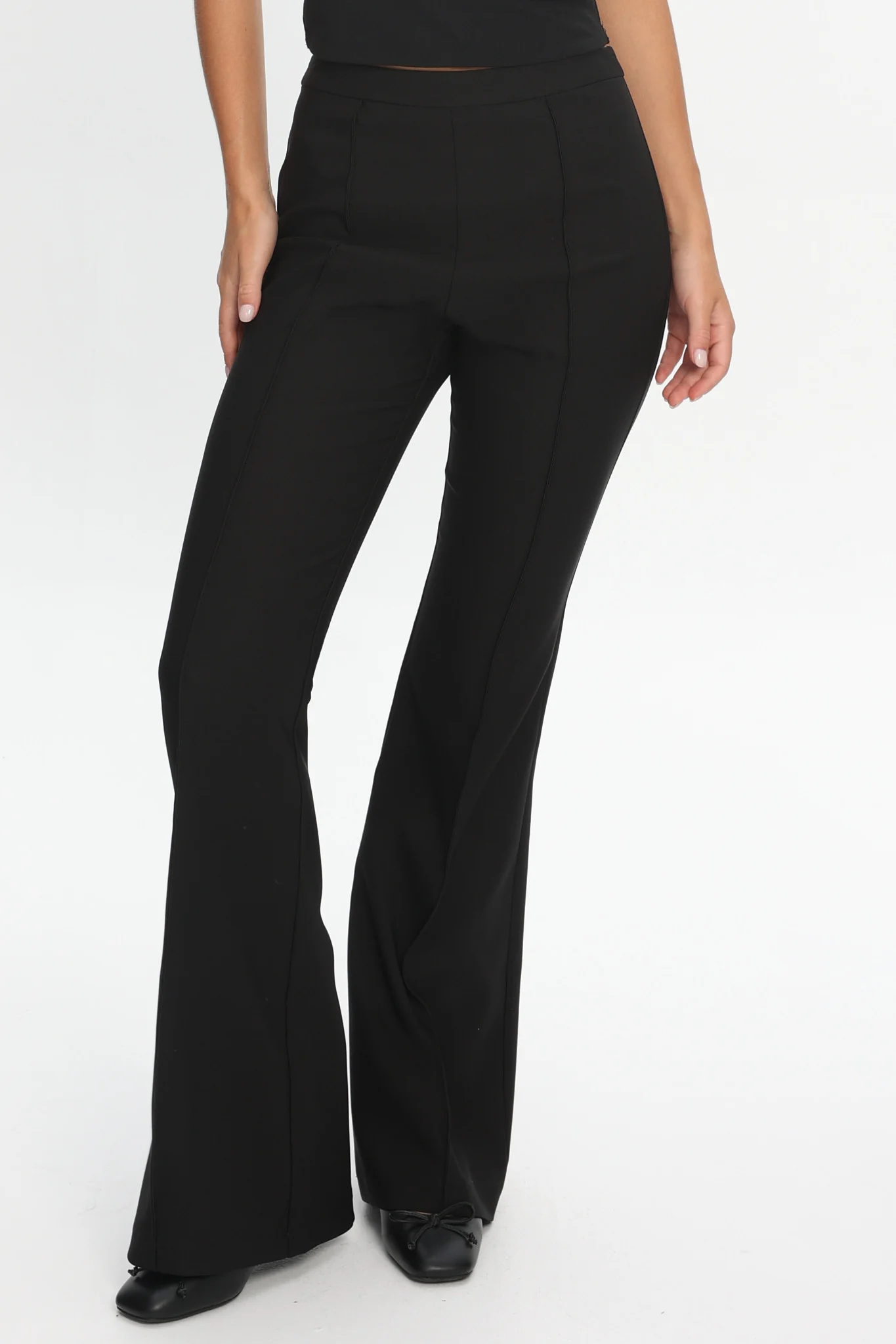 Morena Pintuck Pleat Flare Pants Black - Image 4