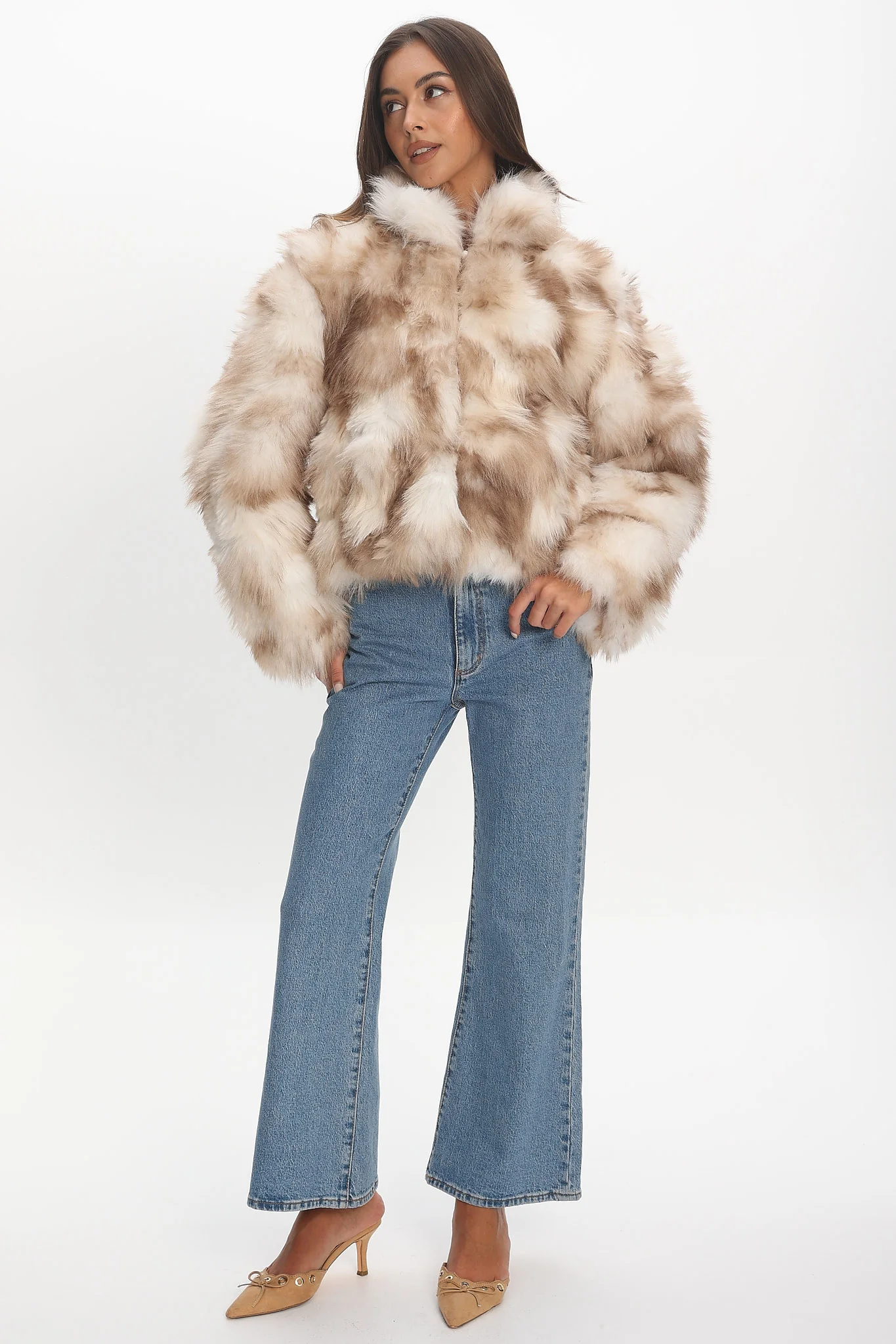 Moving On Faux Fur Coat Beige - Image 2