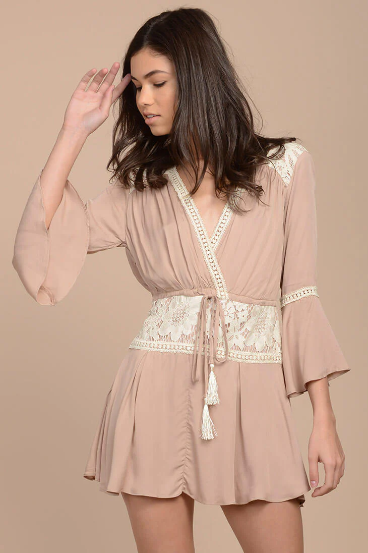 Nataly Bell Sleeve Dress Mocha - Image 3