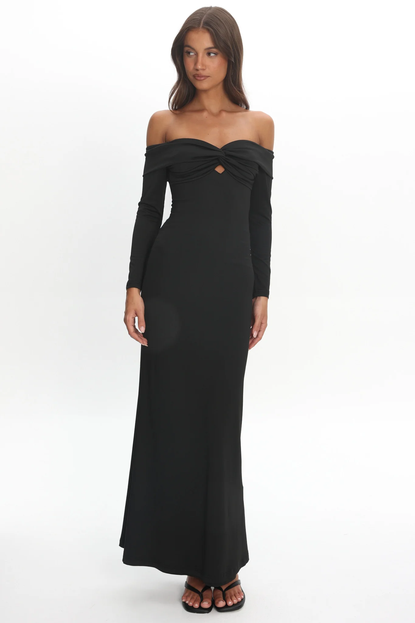 Oliana Twist Bust Maxi Dress Black - Image 2