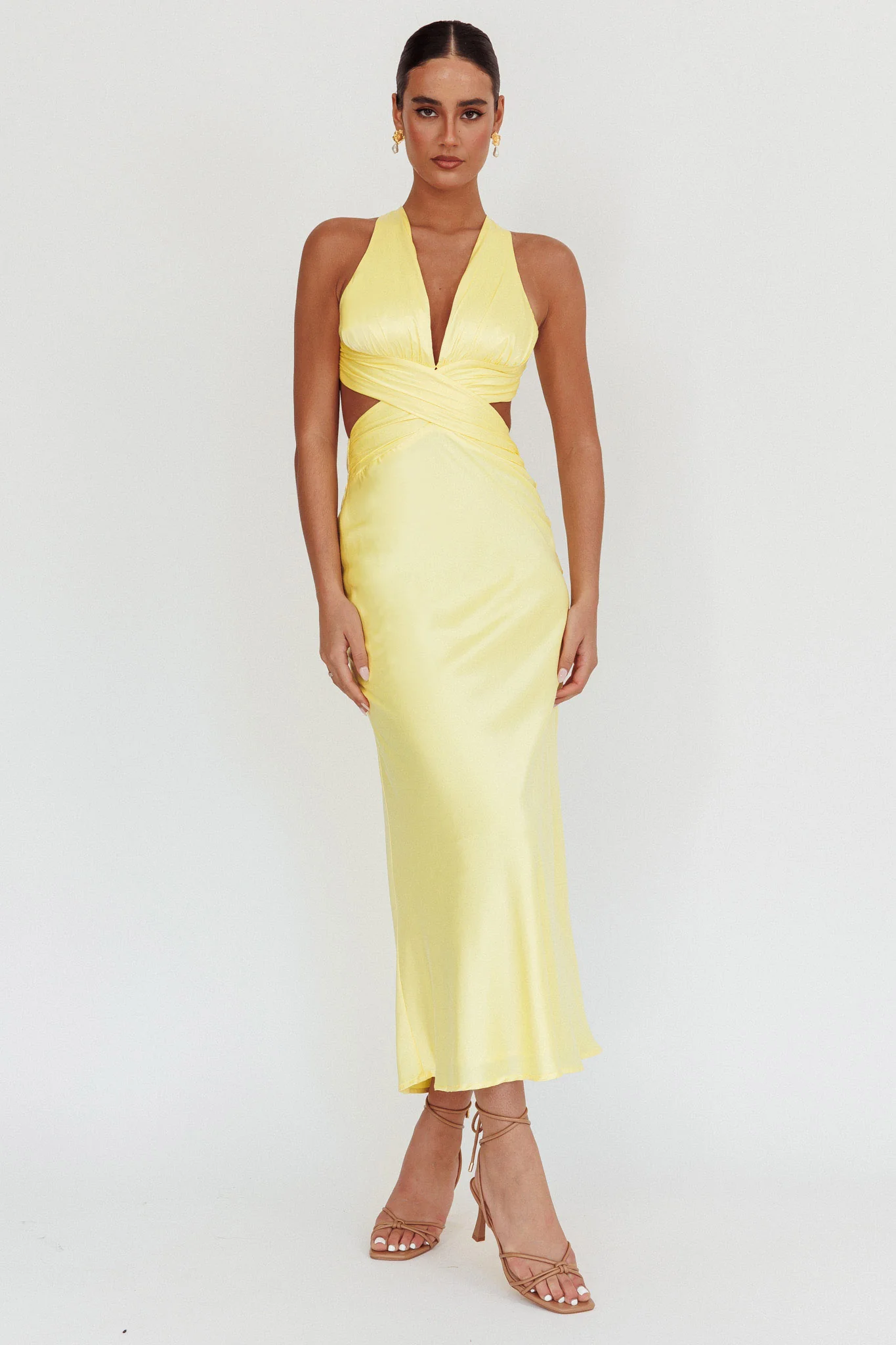 On And On Crossover Cut-Out Maxi Dress Lemon - Image 5