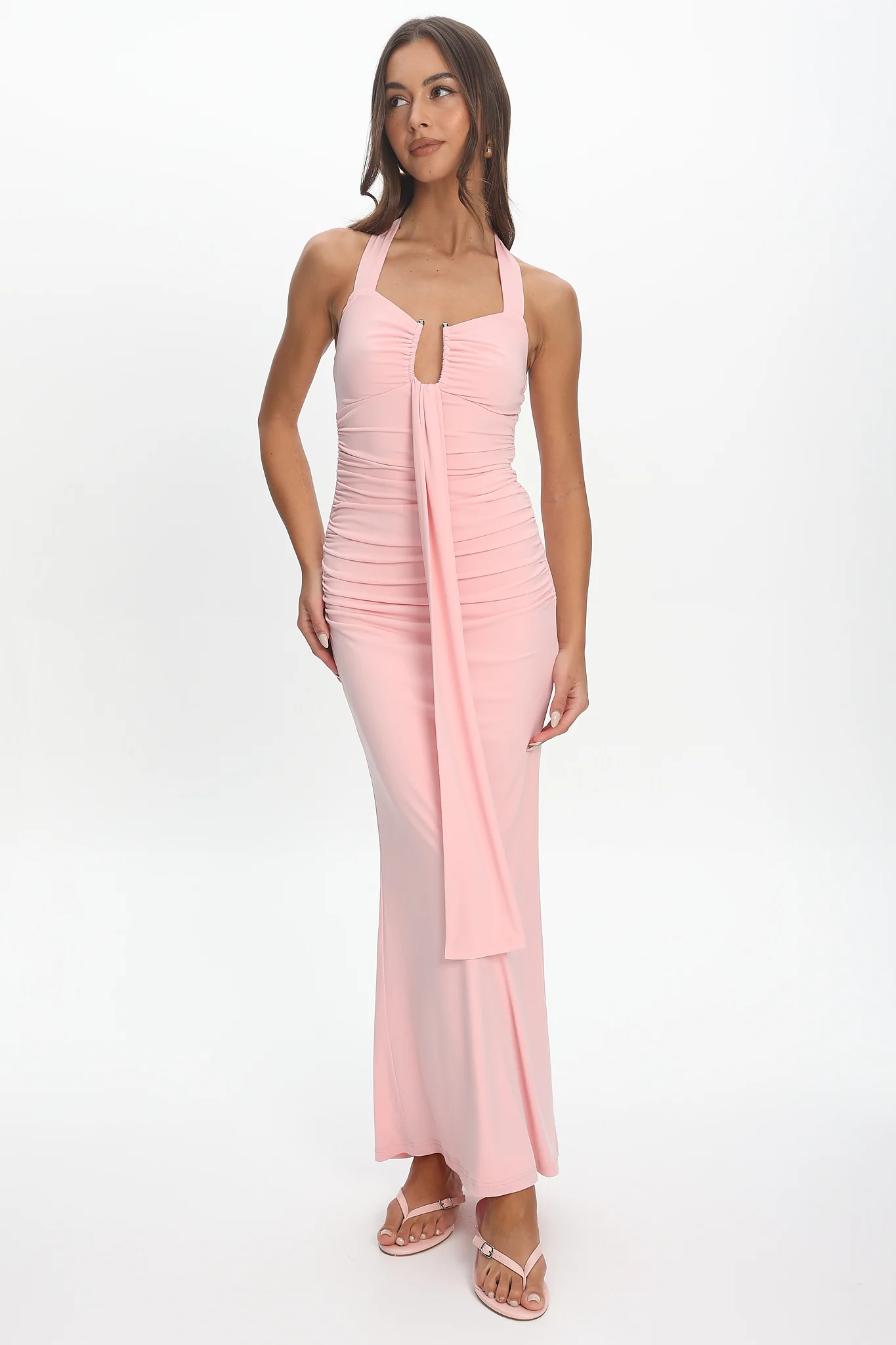 Opera Drape Bust Maxi Dress Pink
