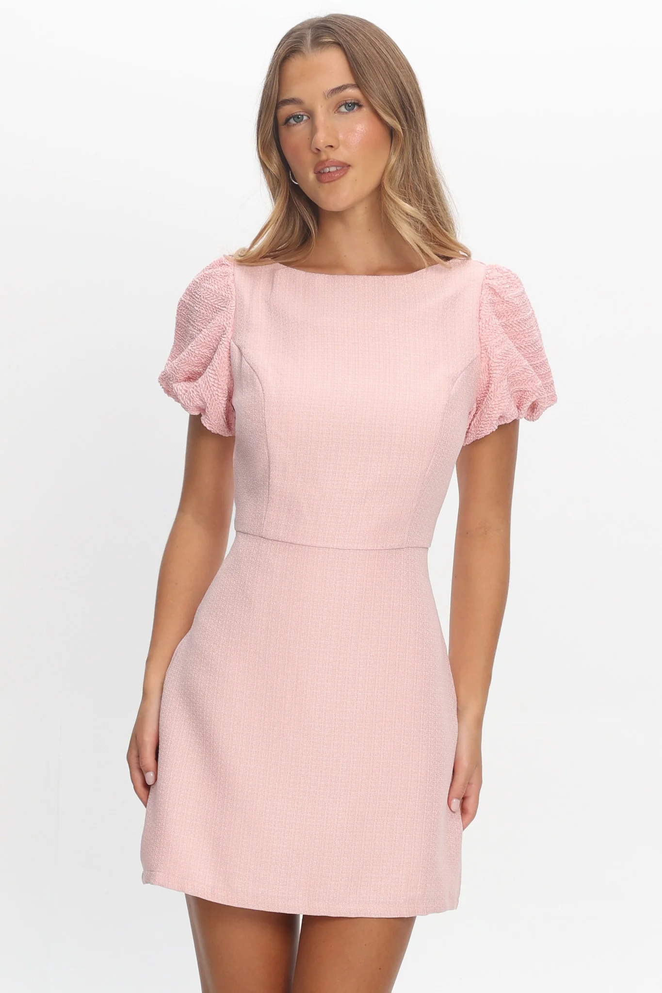 Overheard Puff Sleeve Mini Dress Pink - Image 5