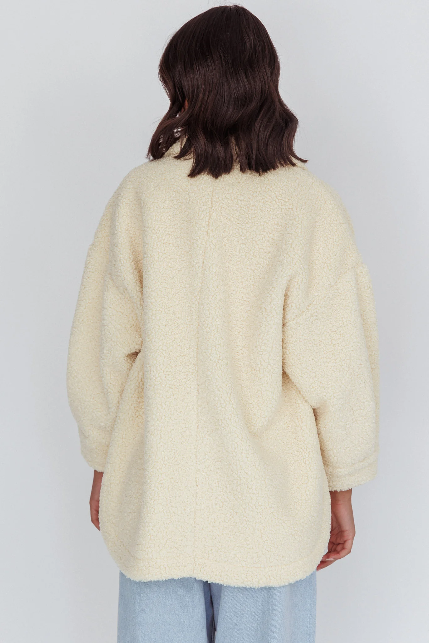 Peace & Serene Collared Sherpa Jacket Yellow - Image 3