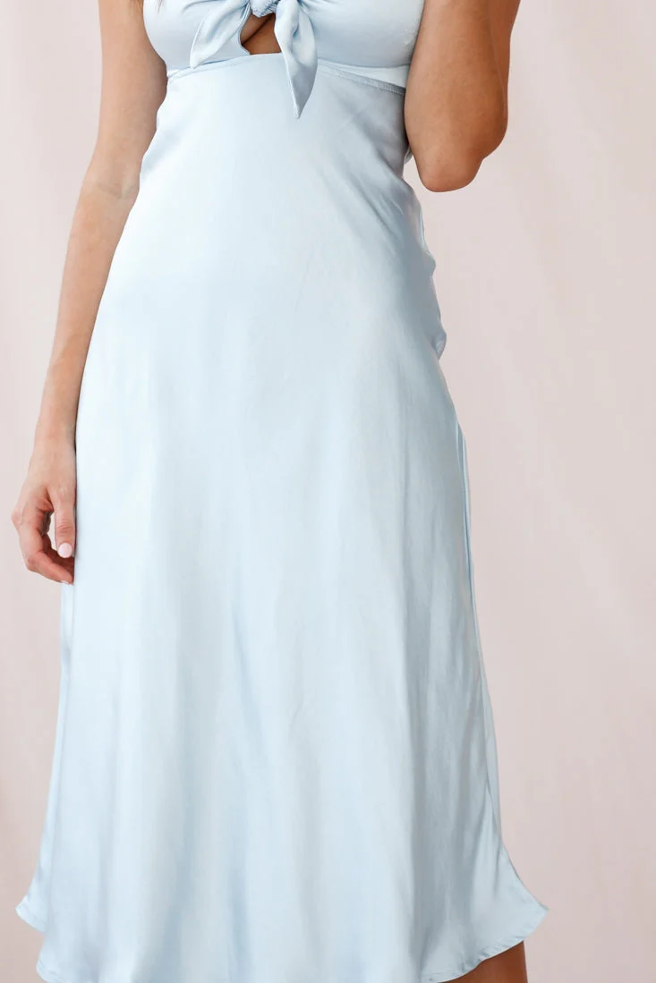 Perfect Day Satin Midi Dress Steel Blue - Image 9