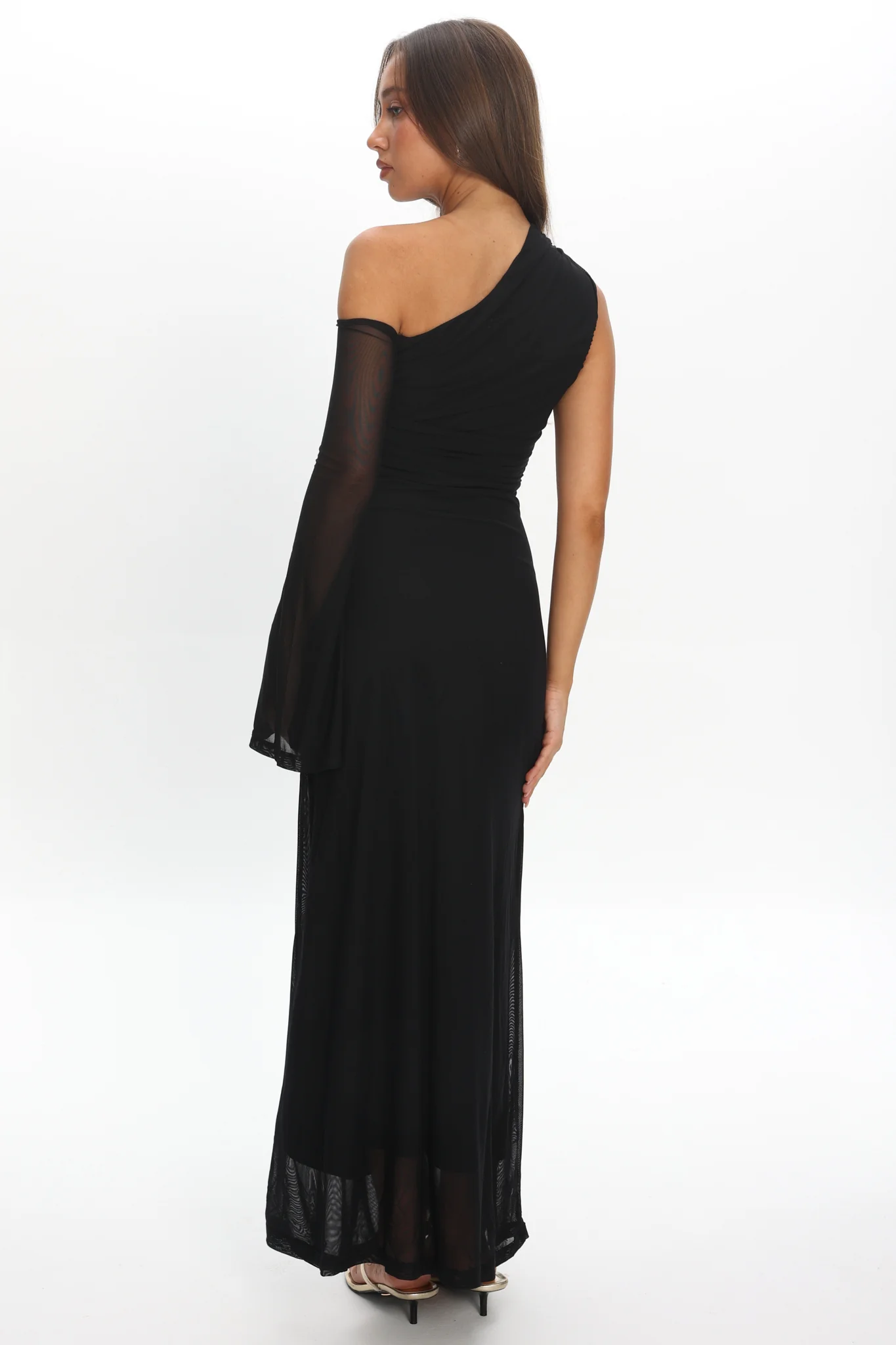 Prima One Shoulder Cut-Out Maxi Dress Black - Image 3