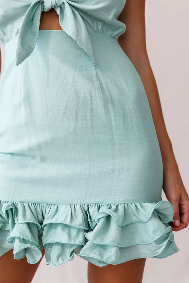 Richel Tie-Knot Bust Frill Hem Dress Pistachio - Image 4