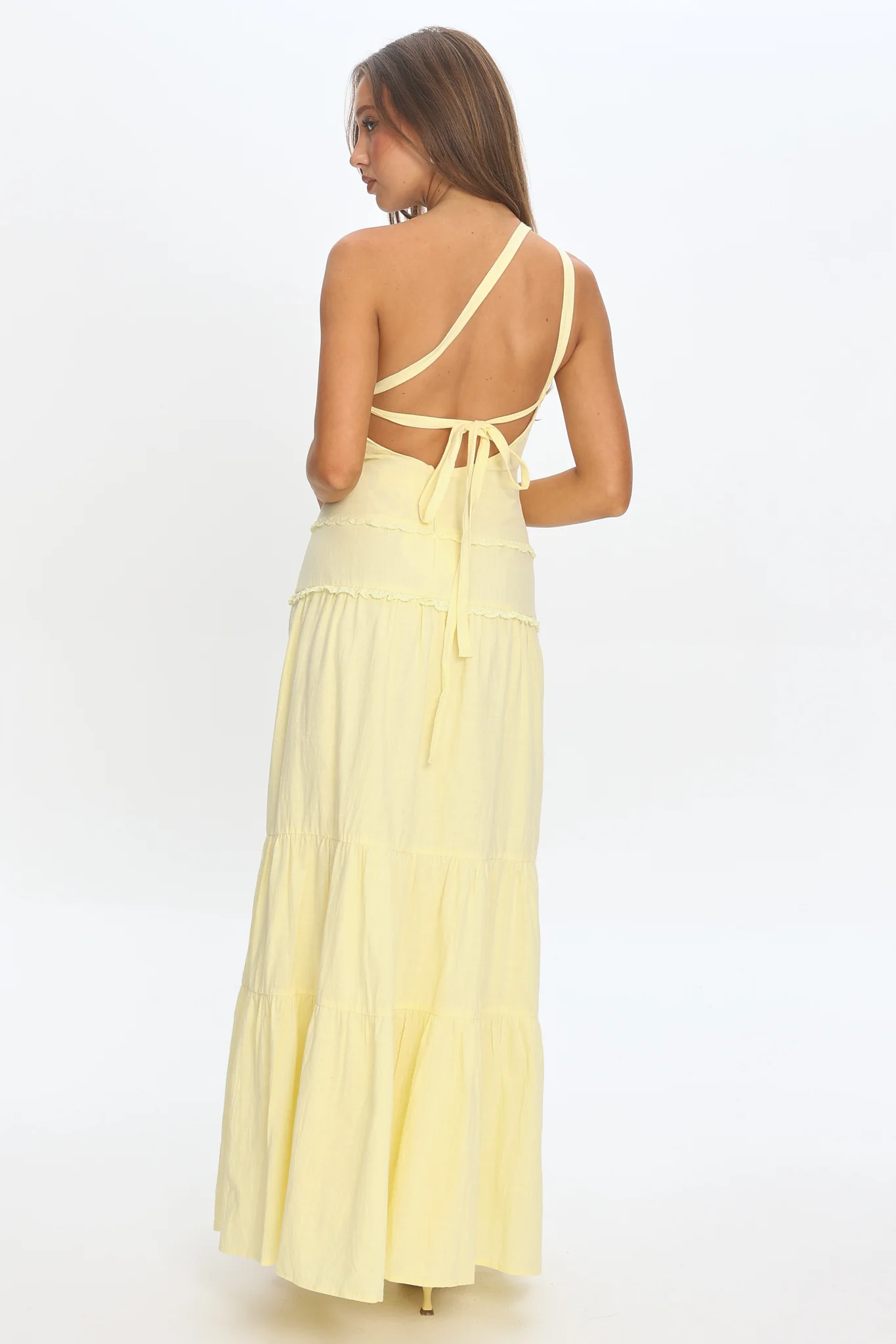 Rico One-Shoulder Strappy Back Maxi Dress Butter - Image 4
