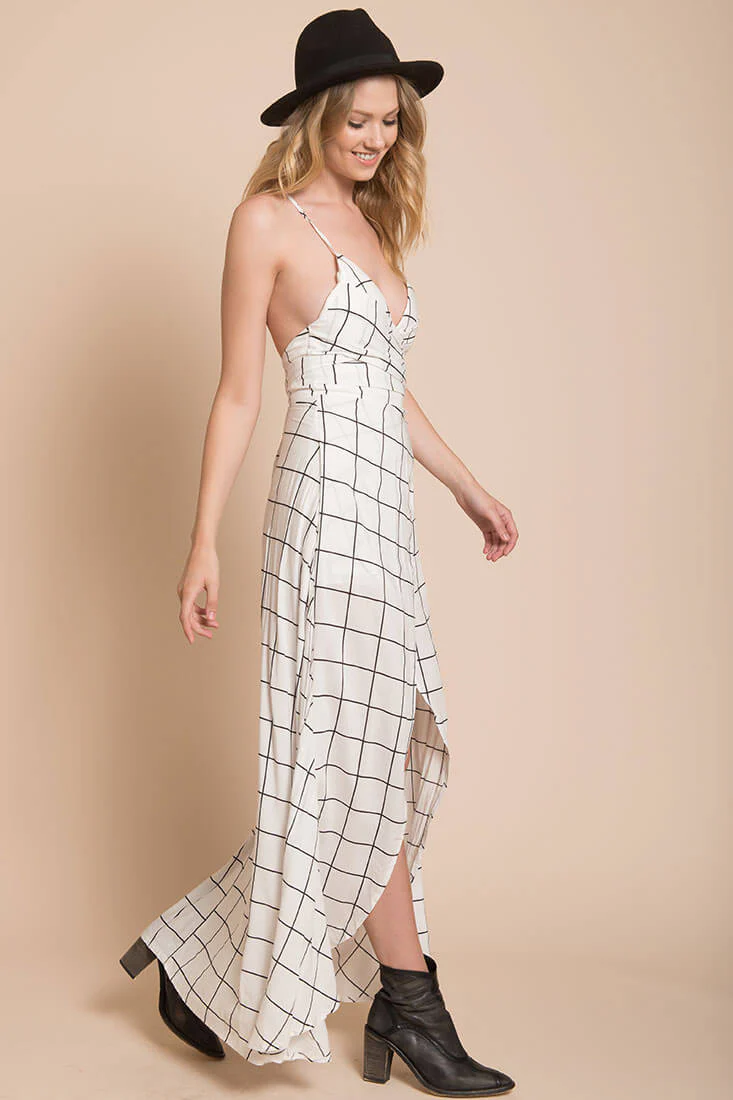 Riva Bodycon Maxi Dress White Print - Image 4
