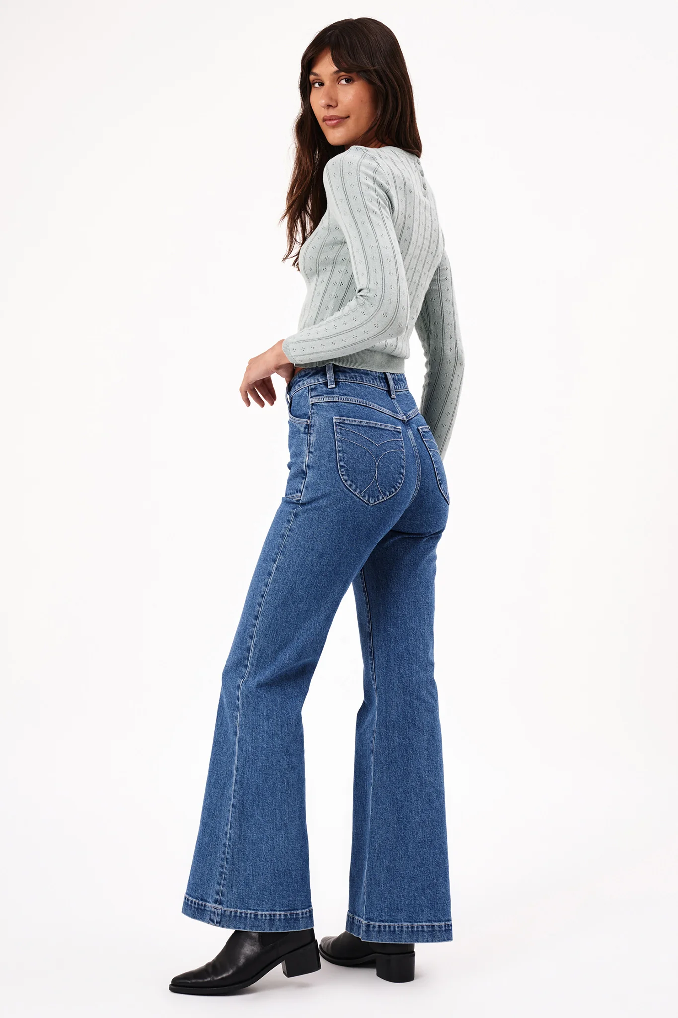 ROLLA'S Eastcoast Flare Long Jeans Dark Vintage Blue - Image 5