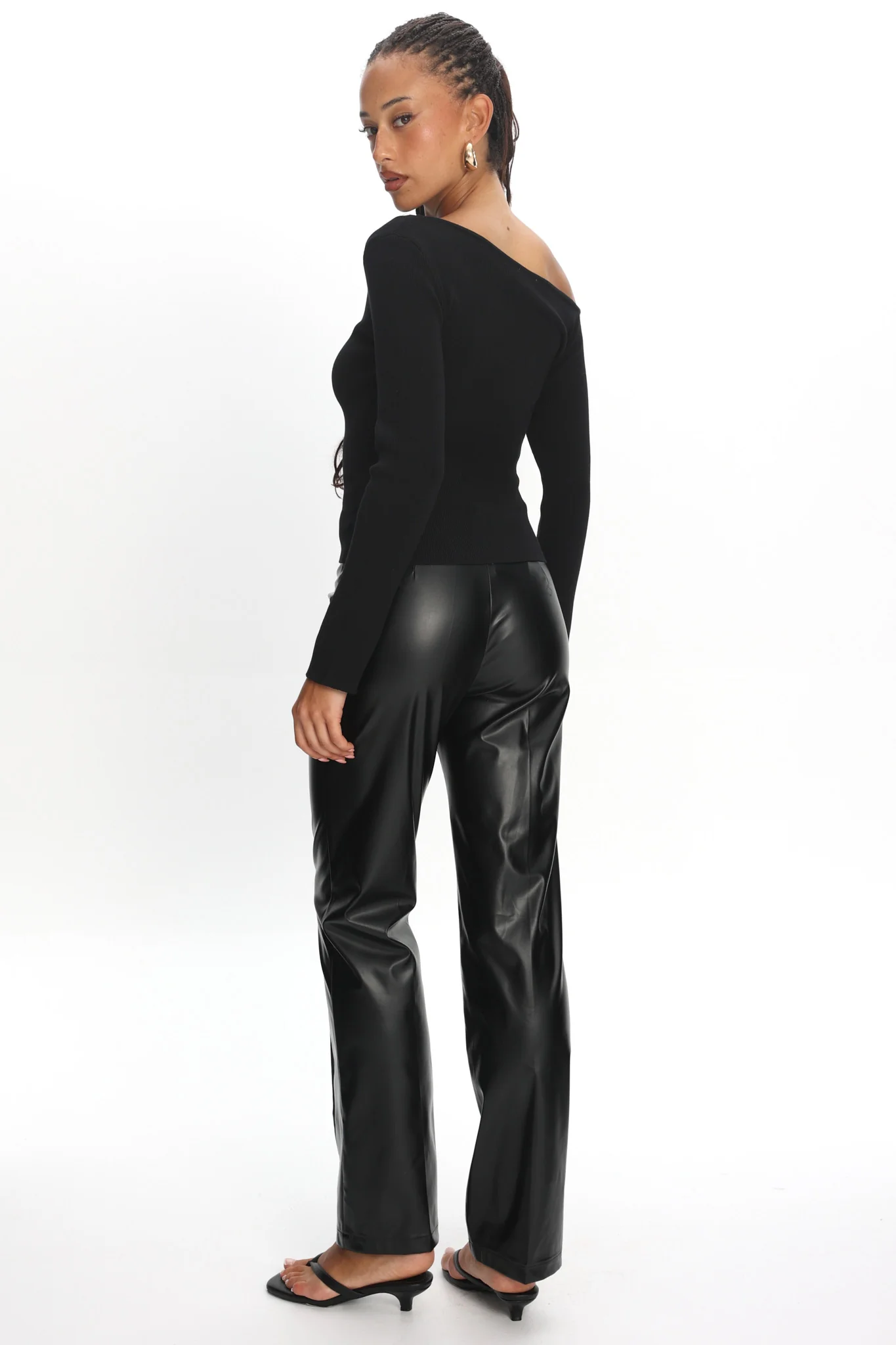 Rukia Faux Leather Pants Black - Image 3
