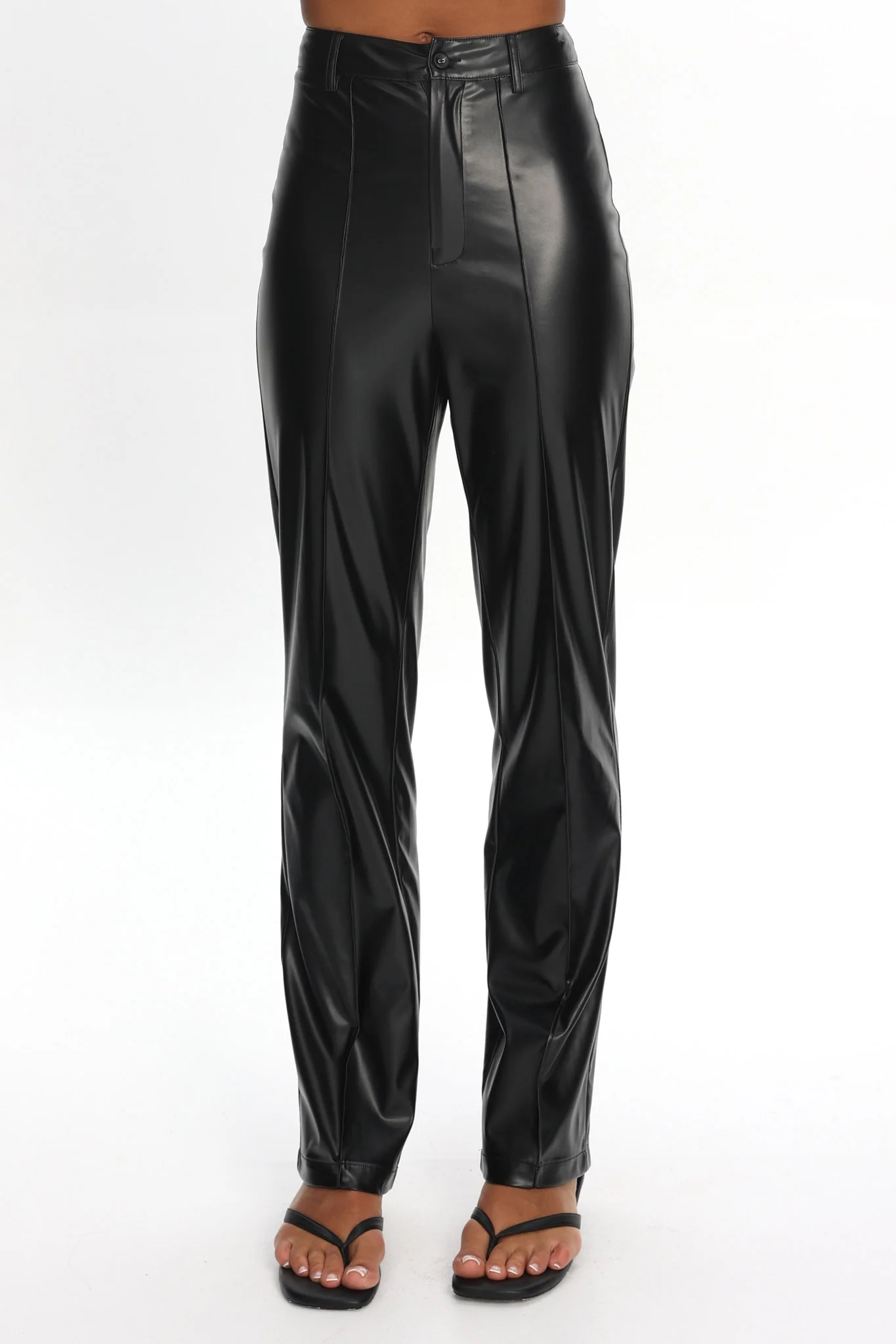 Rukia Faux Leather Pants Black - Image 4
