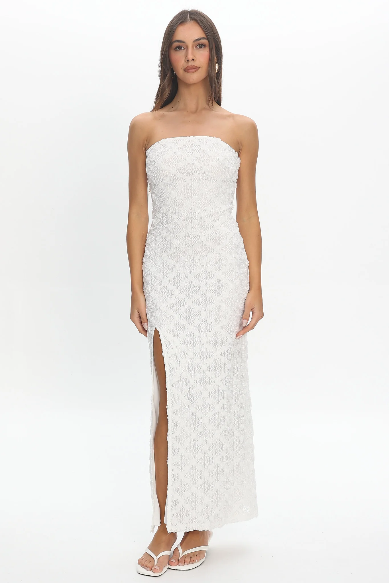 Sancia Front Split Maxi Dress White - Image 4