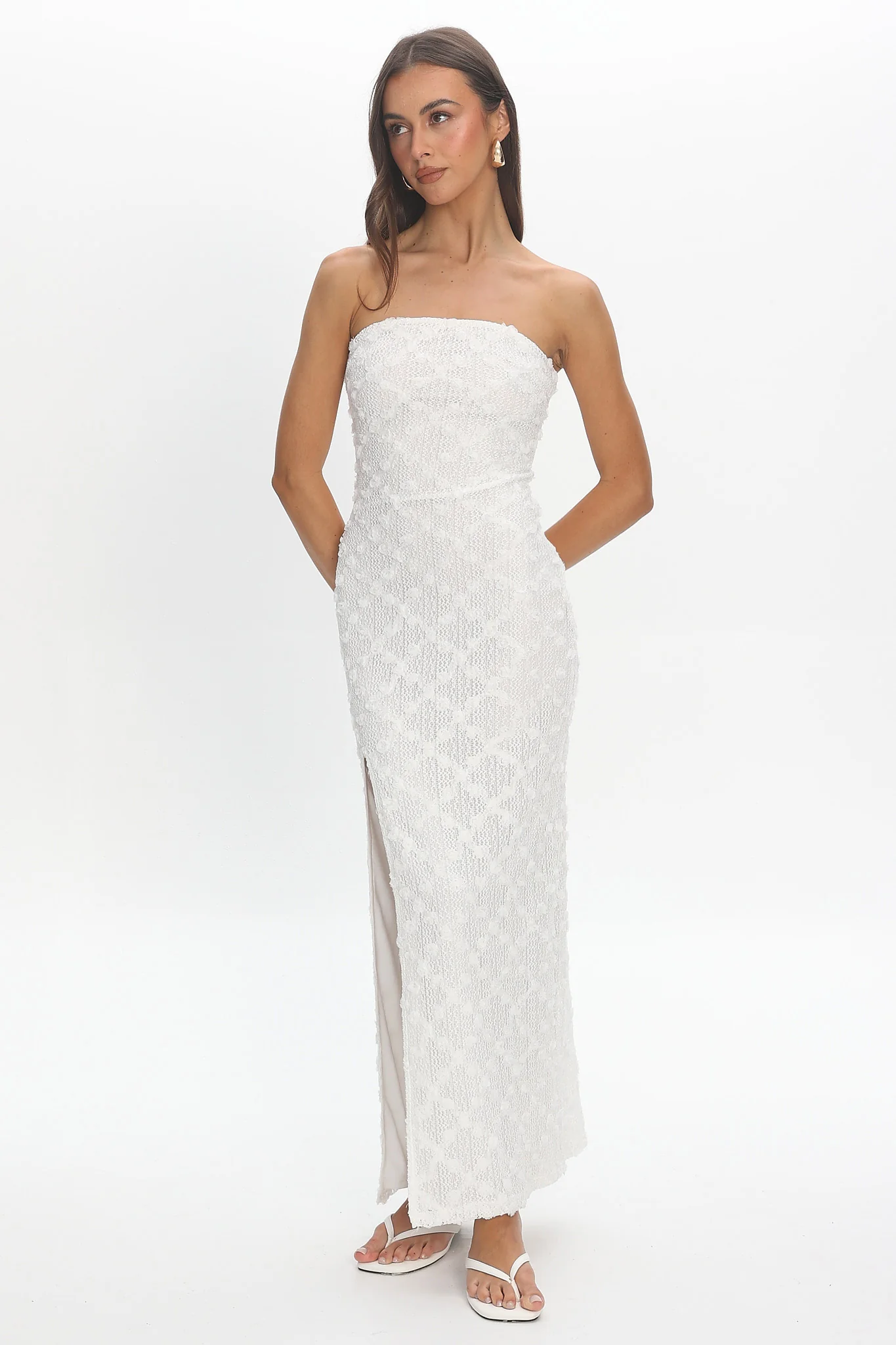 Sancia Front Split Maxi Dress White - Image 5