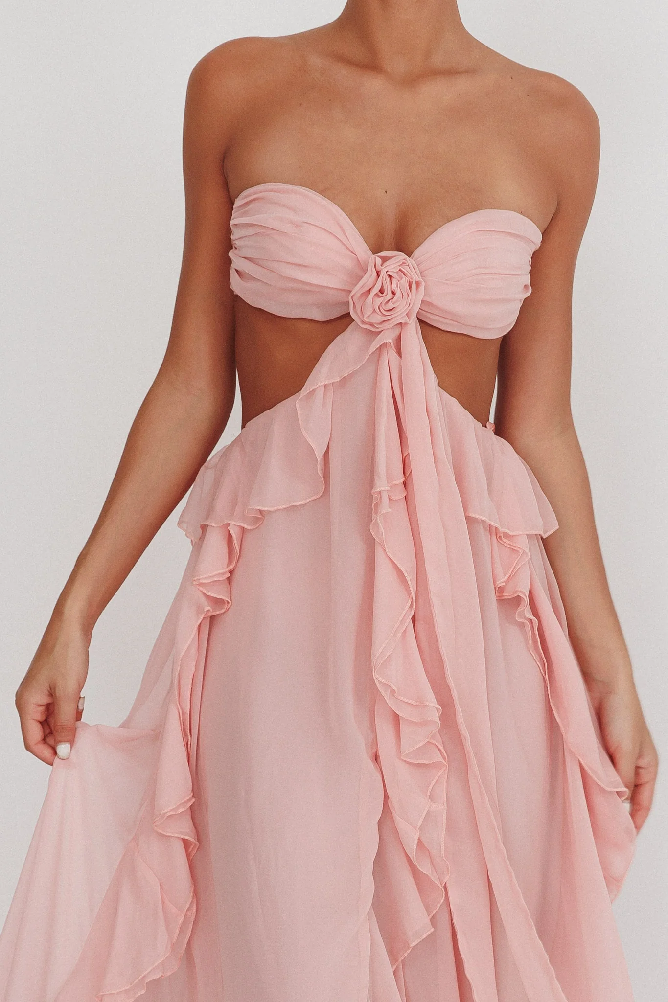 Santiago Cut-Out Ruffle Maxi Dress Blush - Image 6