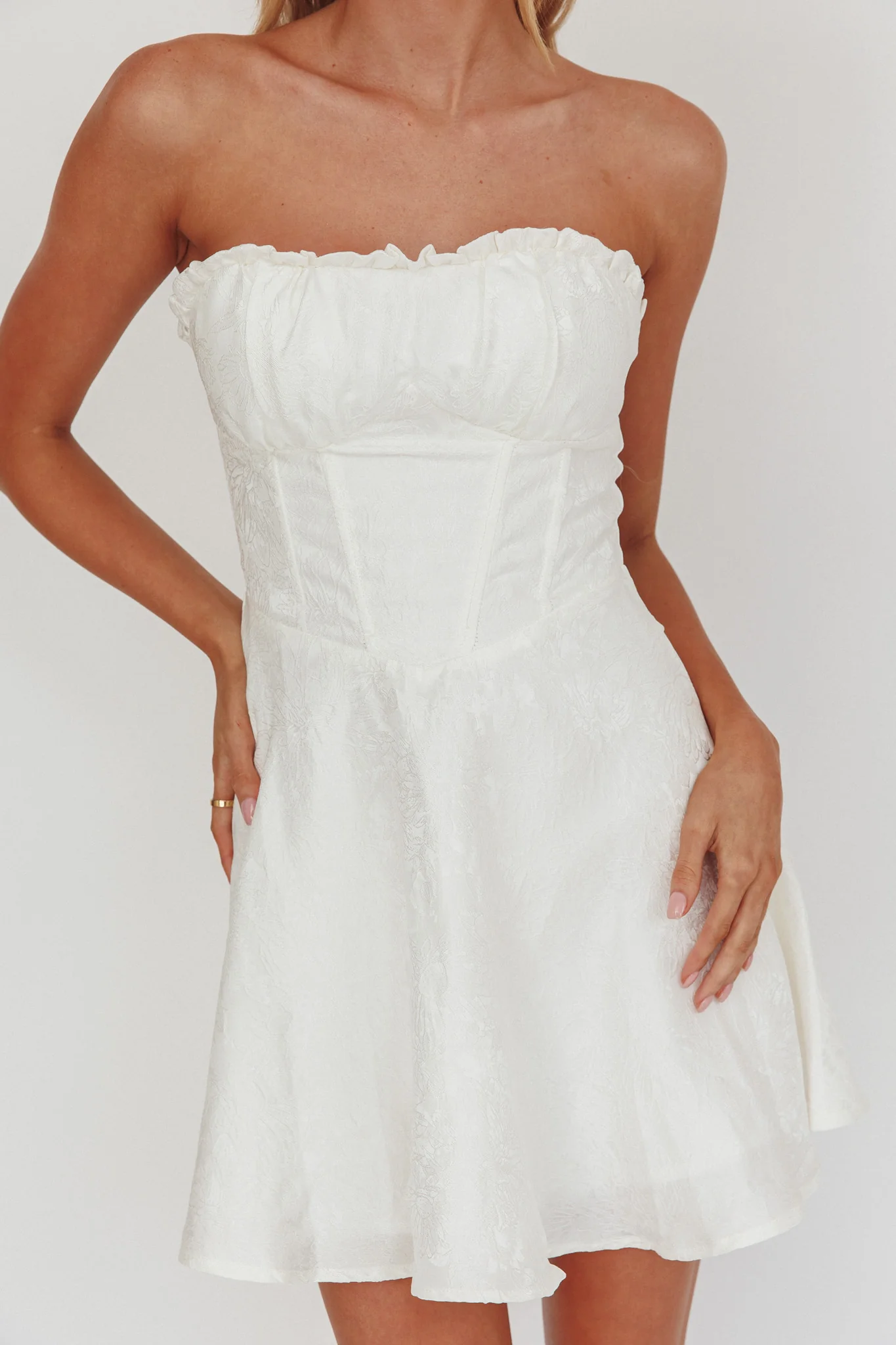 Savanna Corset Bodice Mini Dress Ivory - Image 10