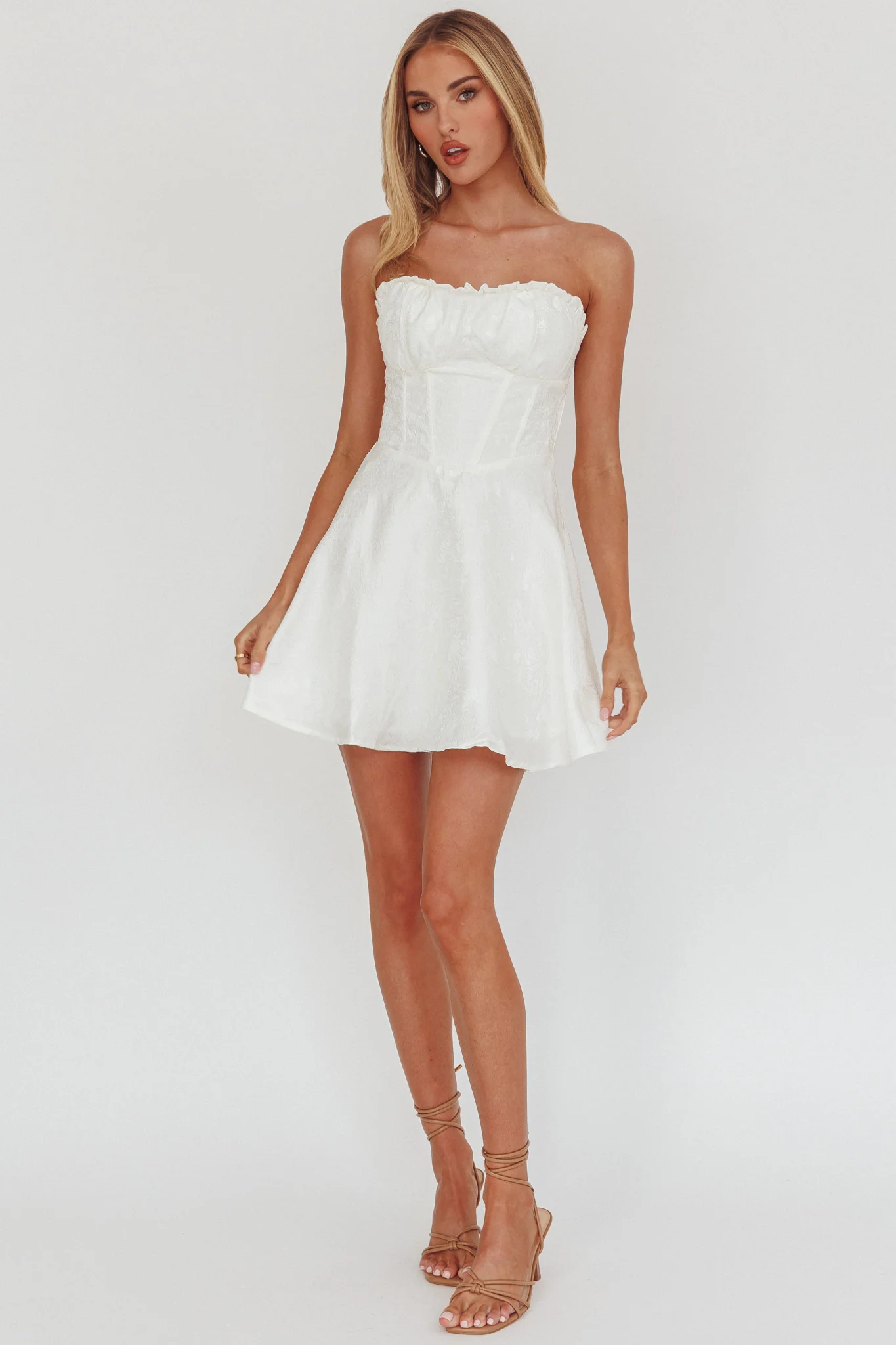 Savanna Corset Bodice Mini Dress Ivory - Image 12