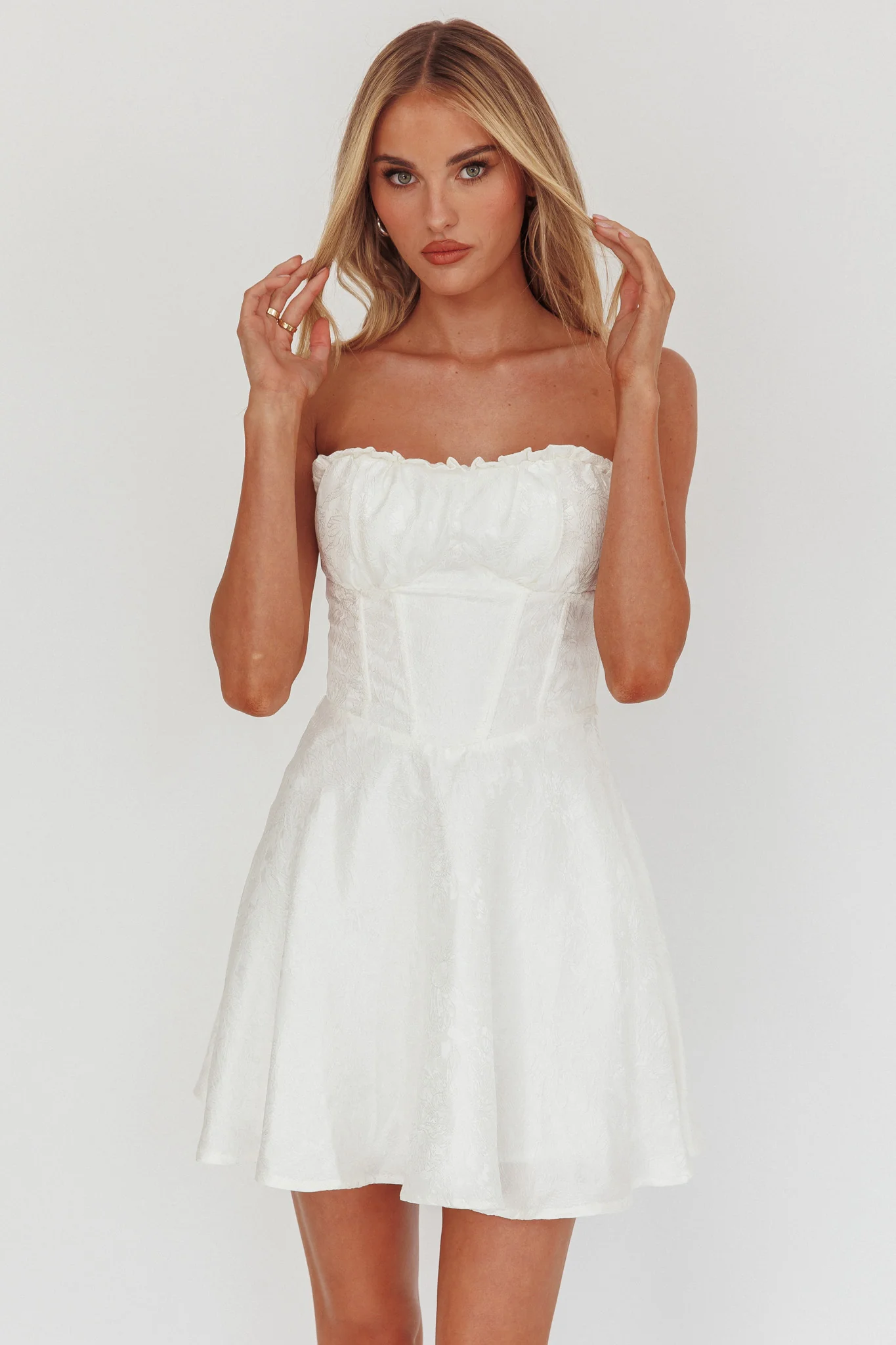 Savanna Corset Bodice Mini Dress Ivory - Image 13
