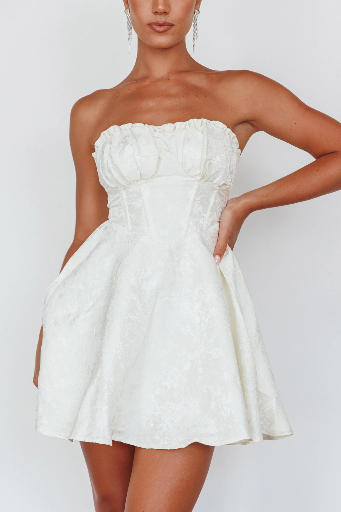 Savanna Corset Bodice Mini Dress Ivory - Image 4