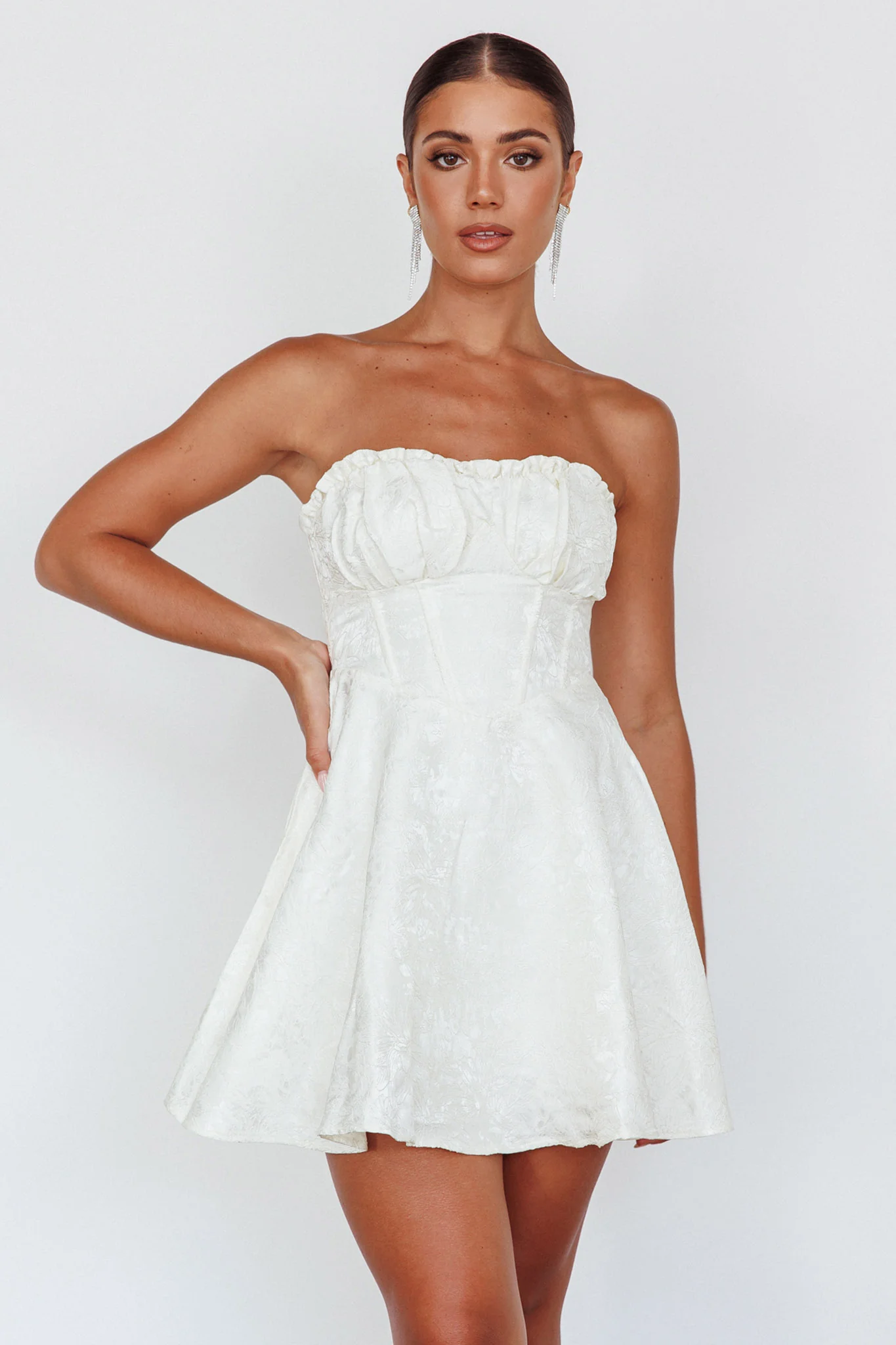 Savanna Corset Bodice Mini Dress Ivory - Image 7