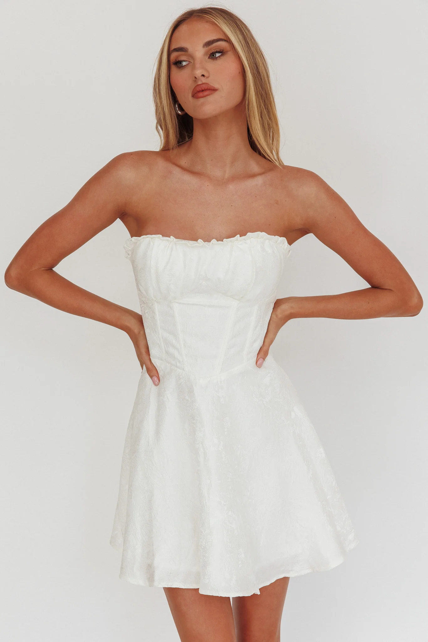 Savanna Corset Bodice Mini Dress Ivory - Image 9