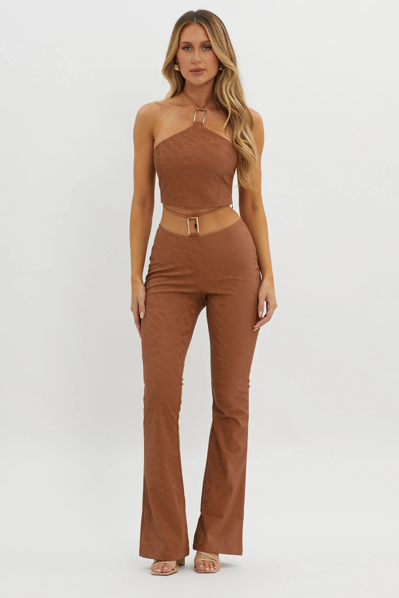 She's A Gemini Halter Crop Top Mud - Image 4