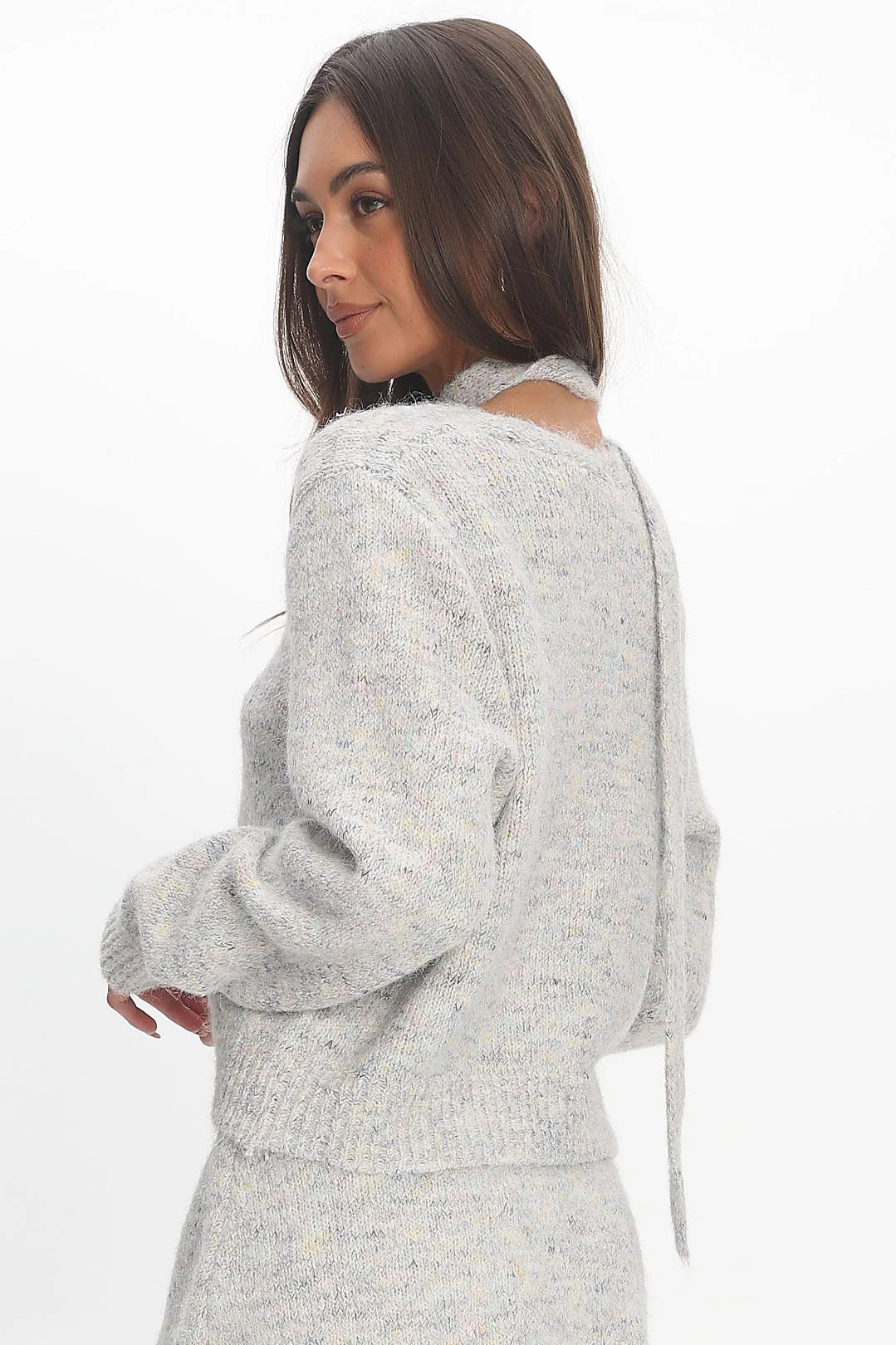She's Good Button-Up Knit Top Grey - Image 3