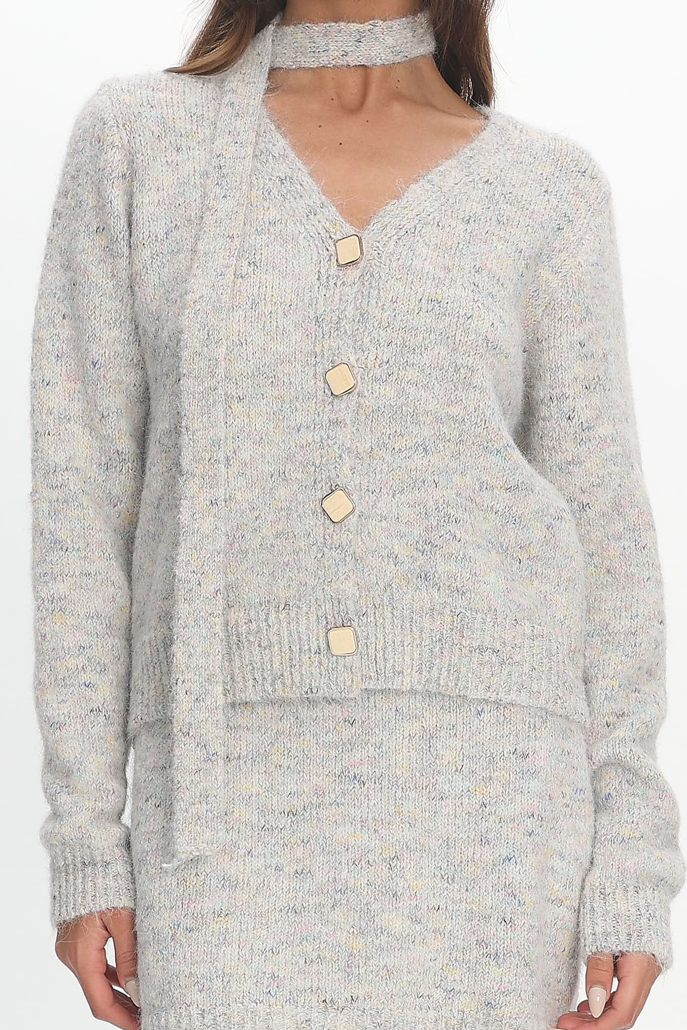 She's Good Button-Up Knit Top Grey - Image 4
