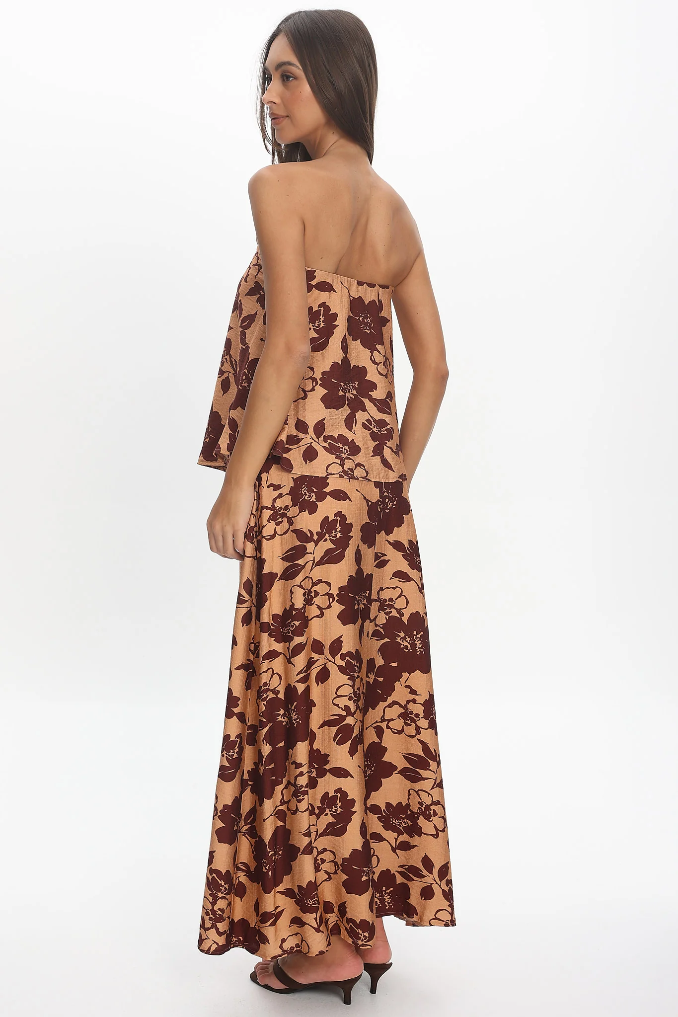 Sorella Floral Maxi Skirt Chocolate - Image 3