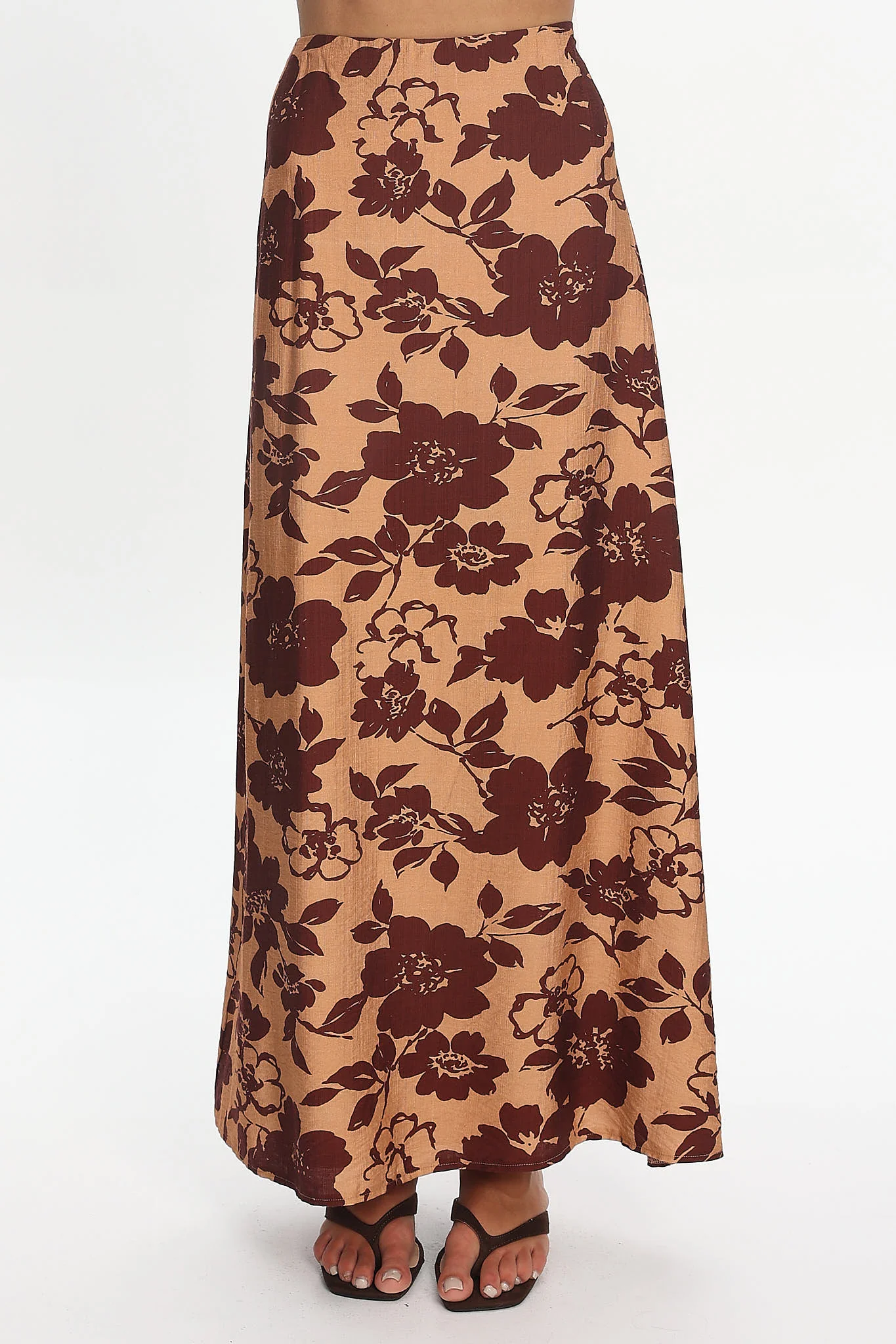 Sorella Floral Maxi Skirt Chocolate - Image 4