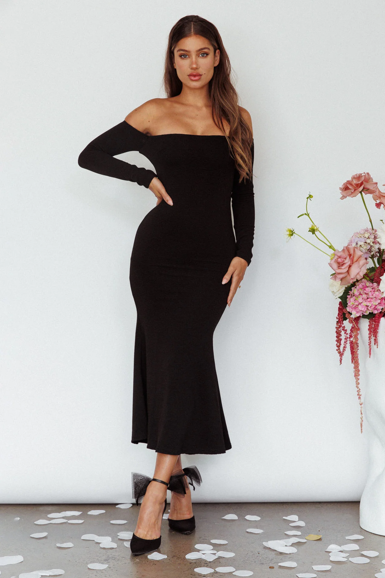 Speakeasy Off-Shoulder Maxi Dress Black - Image 4