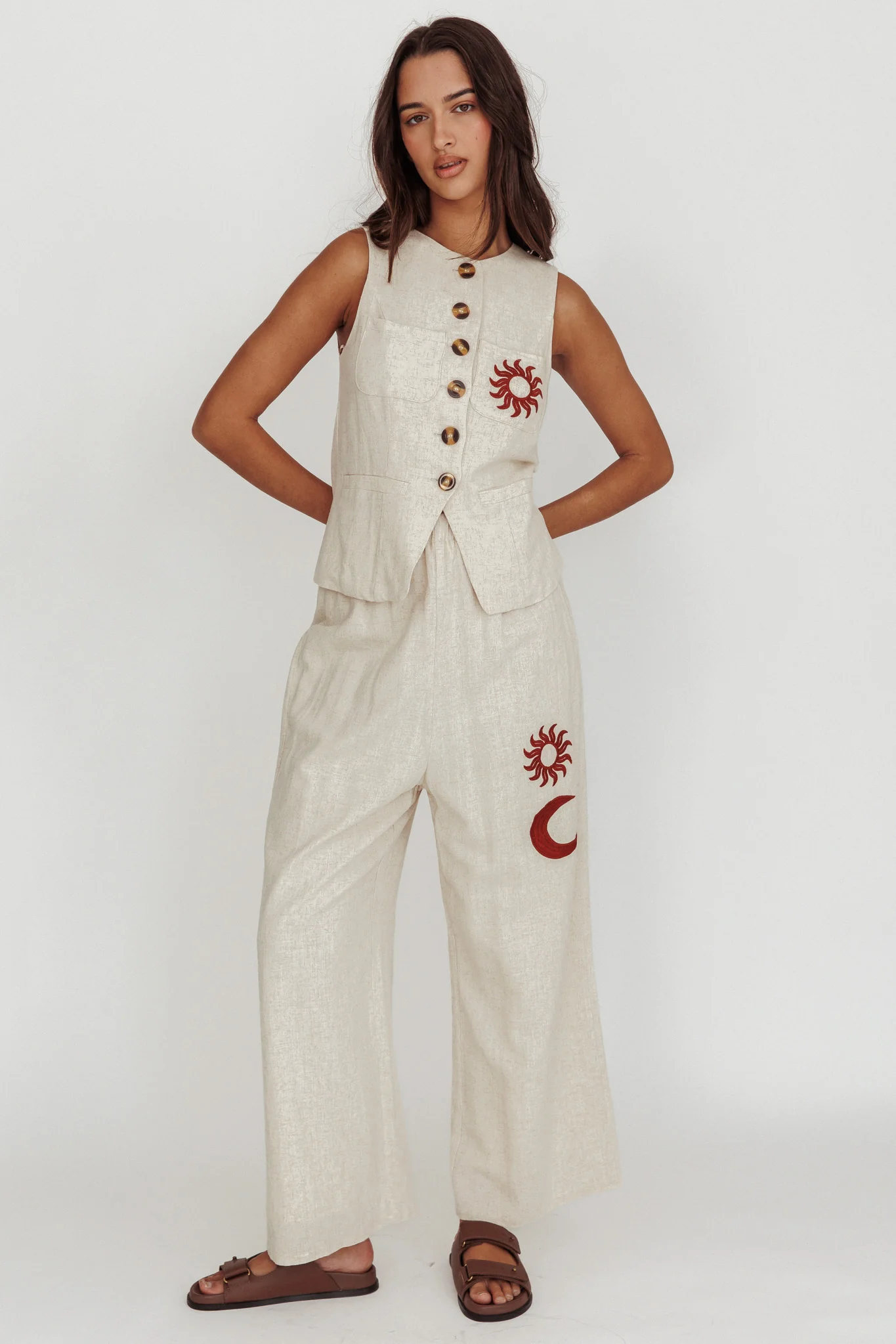 Swing Of Things Sun And Moon Wide Leg Pants Oat - Image 4