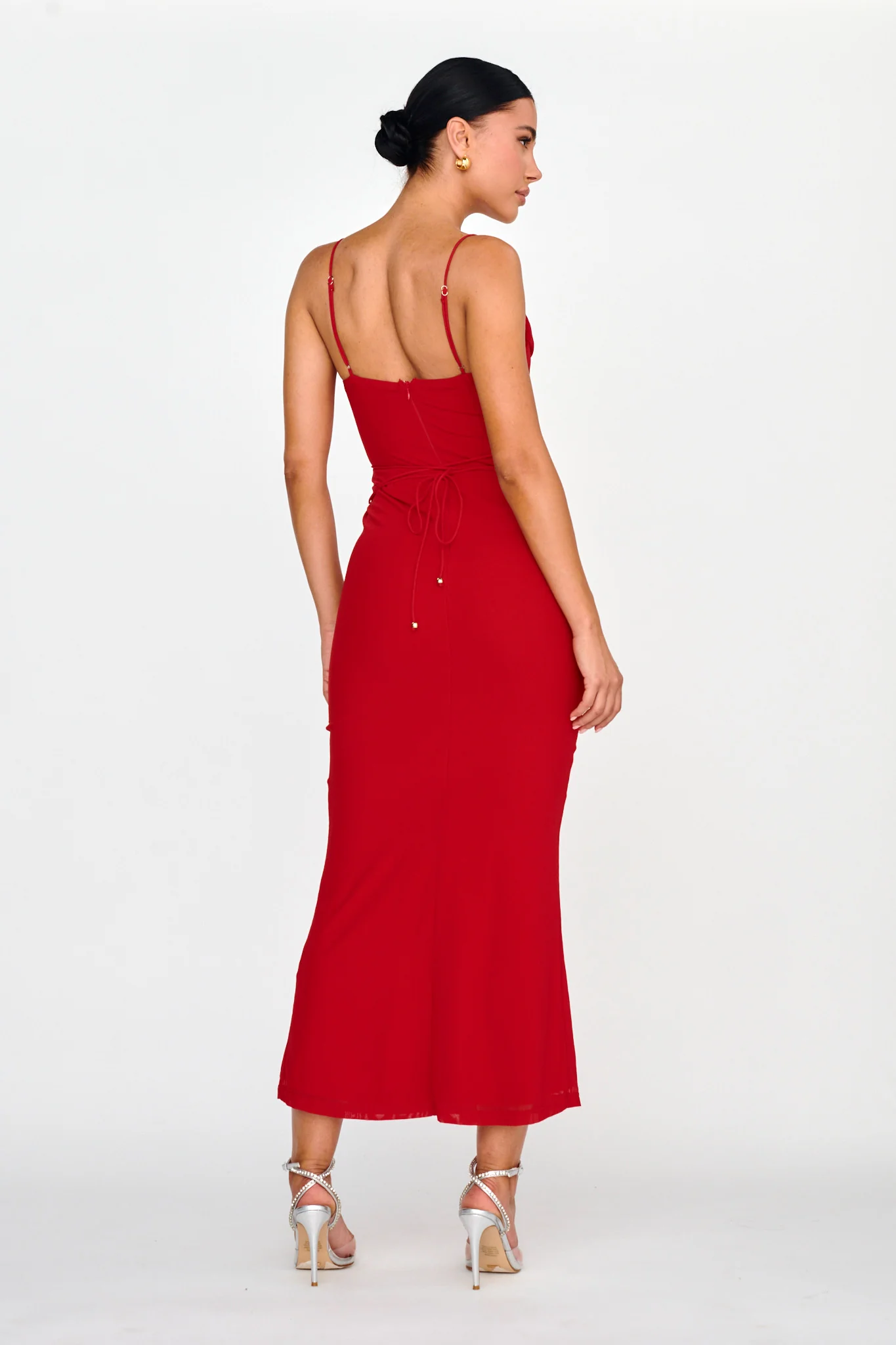 Teava Laced Waist Maxi Dress Red - Image 2