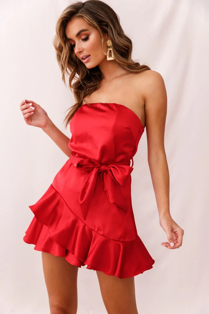 Thank U, Next Bandeau Satin Romper Red - Image 6