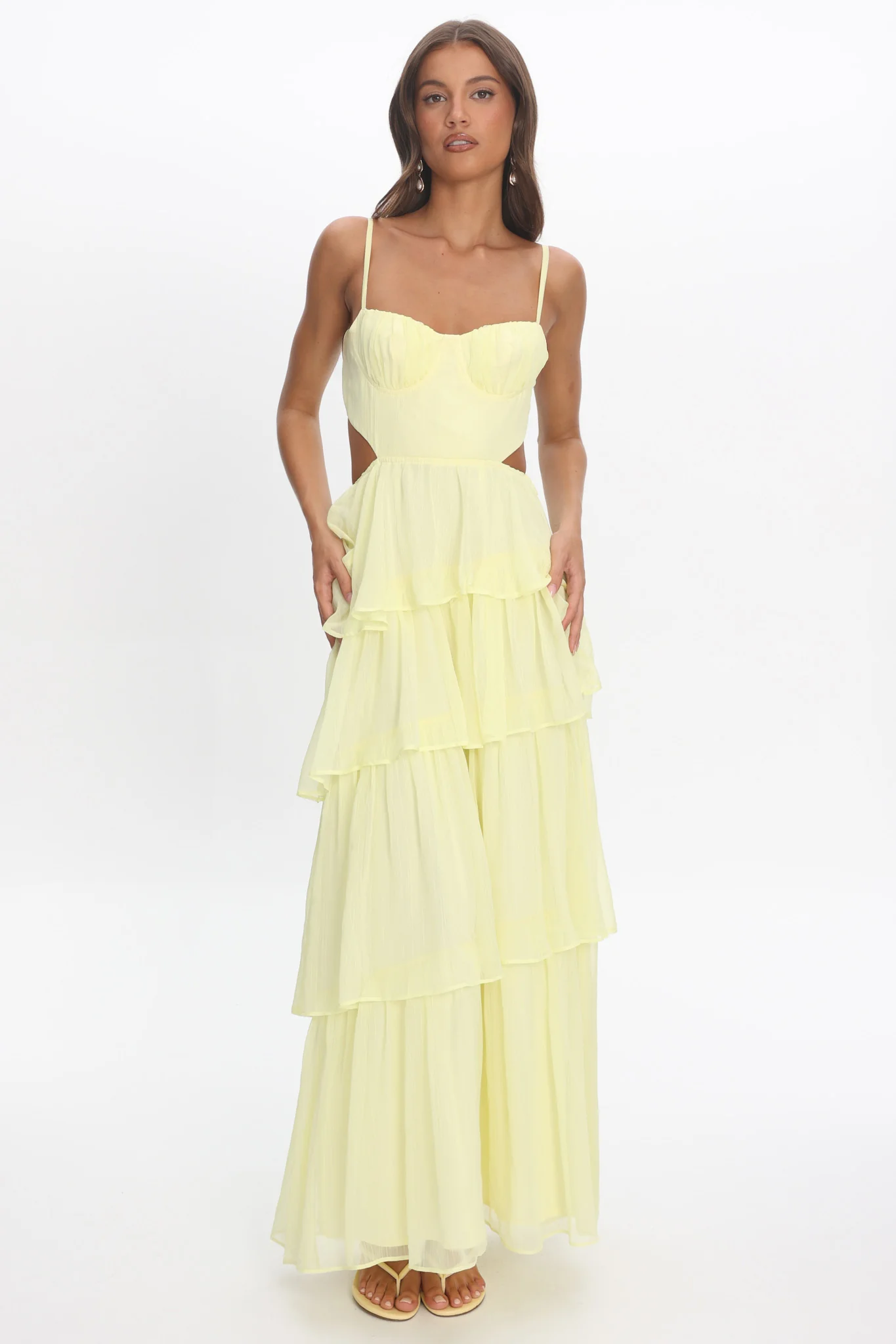 Vianne Tiered Cut-Out Maxi Dress Butter - Image 4