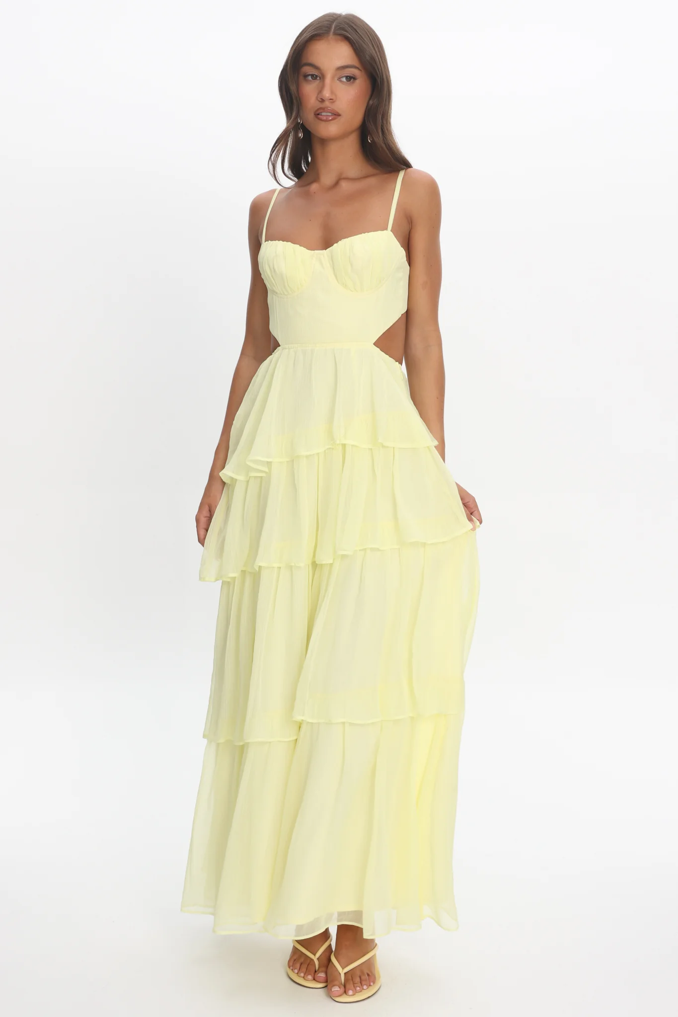 Vianne Tiered Cut-Out Maxi Dress Butter - Image 5