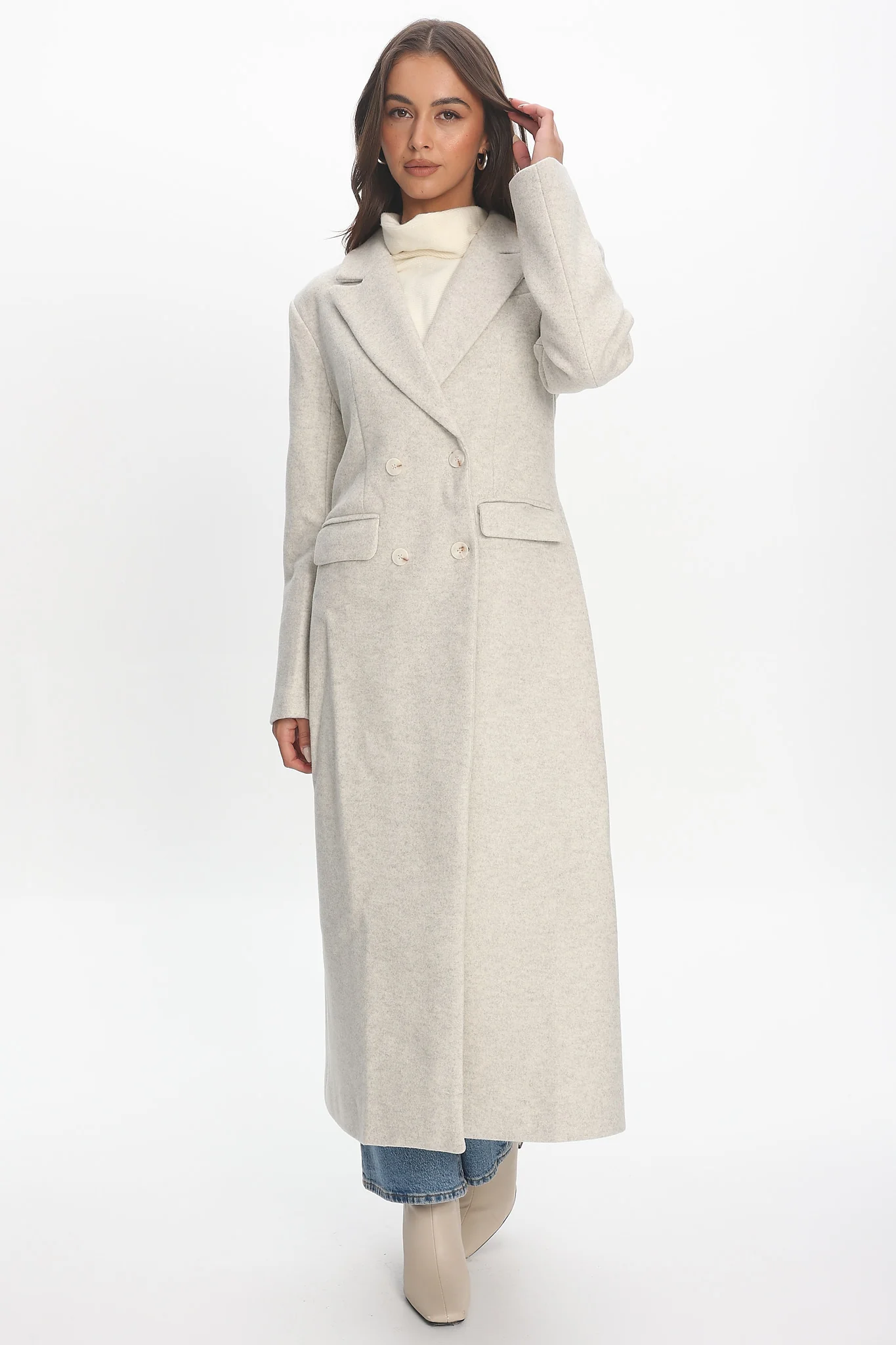 Zoyah Longline Trench Coat Oat - Image 5